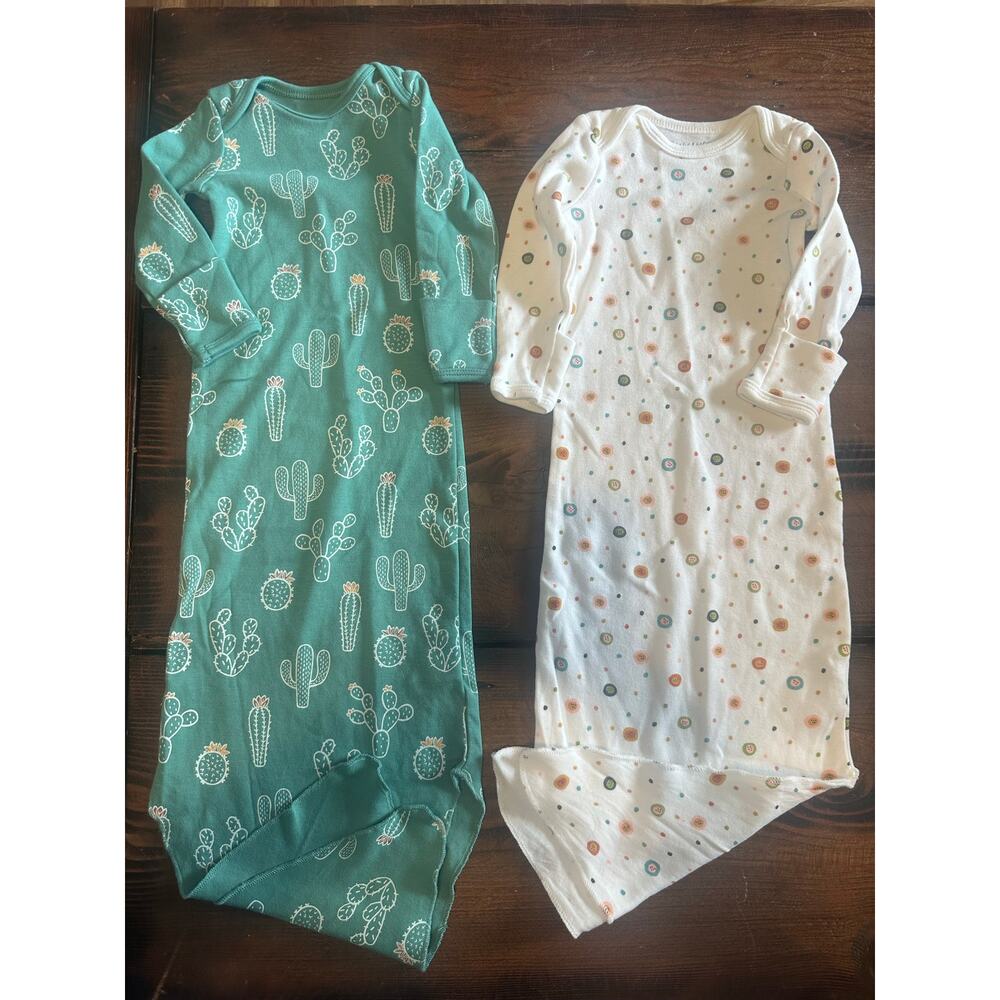 Mac & Moon Baby Gown 2 piece bundle | Cactus + Polka Dot one size baby newborn